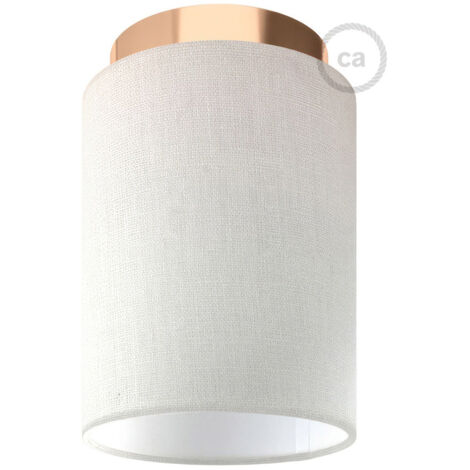 Fermaluce Metal avec Abat-Jour Cylindre, pour montage mural ou au plafond Avec ampoule - Cuivre - Linon Blanc