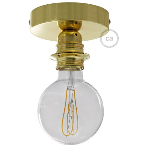 Fermaluce Métal, avec support de lampe fileté E27, source lumineuse murale ou plafonnier en métal  Sans ampoule - Laiton