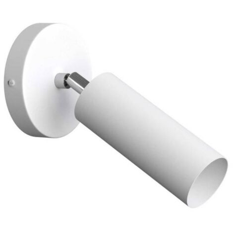 Fermaluce Metal faretto orientabile in metallo con paralume Tub-E14, lampada a muro  Senza lampadina - Bianco - No