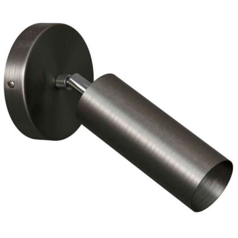 Fermaluce Metal faretto orientabile in metallo con paralume Tub-E14, lampada a muro  Senza lampadina - Titanio satinato - No