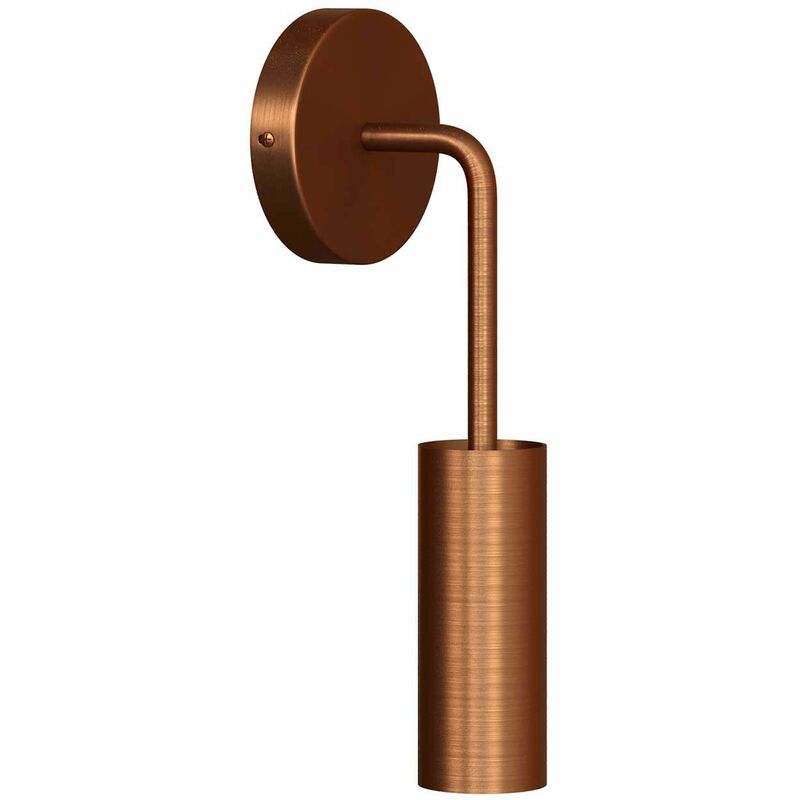 Image of Fermaluce Metal, lampada a muro in metallo con estensione curva e paralume Tub-E14 Senza lampadina - Rame satinato - Senza lampadina