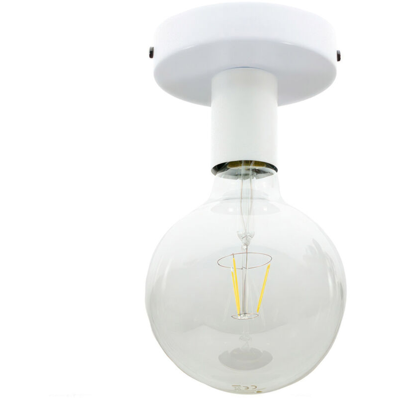 Fermaluce Métal, la source lumineuse en metal murale ou au plafond. Avec ampoule - Blanc mat