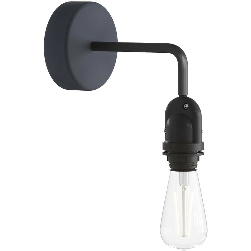 

Fermaluce para pantalla EIVA con prolongación en L, rosetón y portalámparas impermeable IP65 | Con bombilla - Negro - Negro