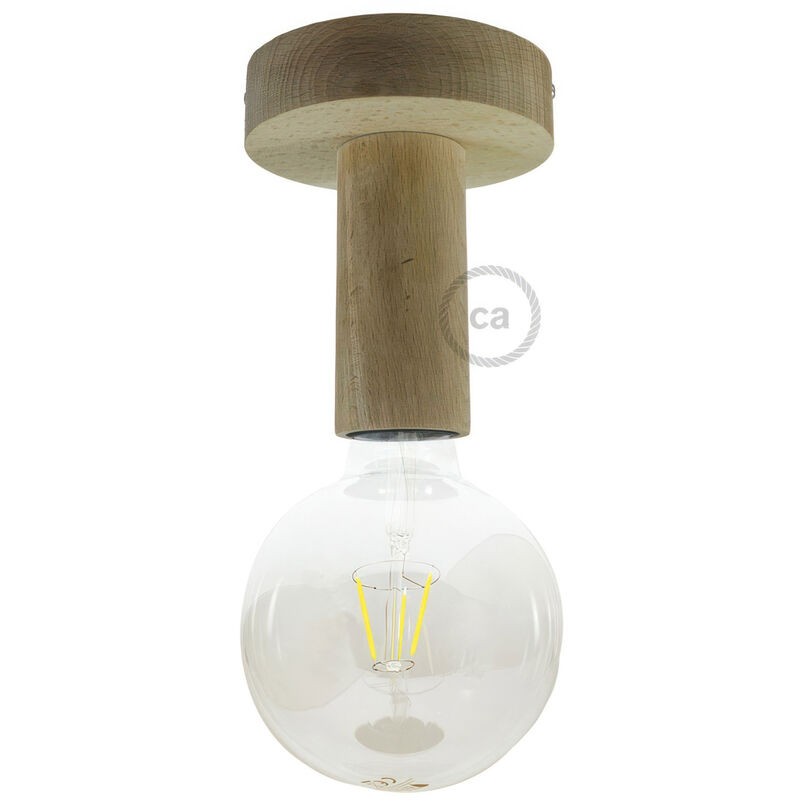 Image of Fermaluce Wood m, il punto luce in legno a parete o soffitto Con lampadina - Neutro - Con lampadina