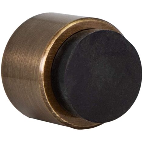 Fermaporta Adesivo Pour Mur  Ø 28 x 28 mm  Gomma Nera  Acciaio Inox  Finitura Pelle Invecchiata  Ottima adesione  100% funzionale  EVI Herrajes Mod. I-198/28-TPM-CU