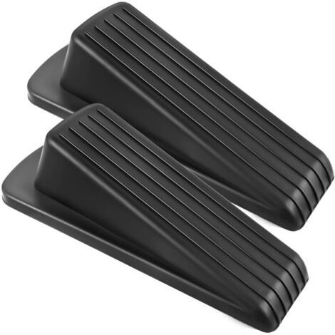 Fermaporta da pavimento, cuneo in gomma di alta qualità, fermaporta da pavimento impilabile e robusto, adatto per porte pesanti su moquette, telaio della porta (nero, set da 2)