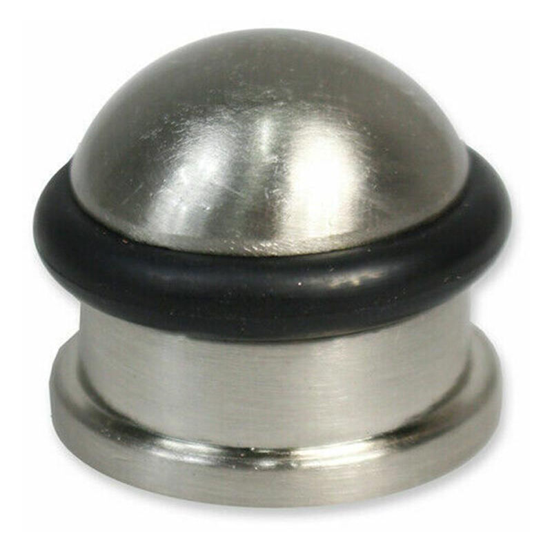 Image of Fermaporta da pavimento in acciaio con protezione in gomma supporto stopper blocco porta ferma porta a cilindro tassello bloccaporta