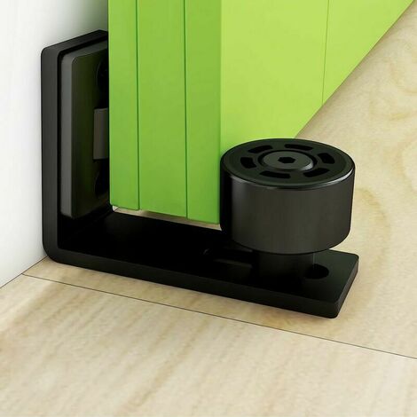 Fermaporta e fermaporta guida a pavimento regolabile parete/porta pavimento per porta scorrevole in legno nero 1 pezzo
