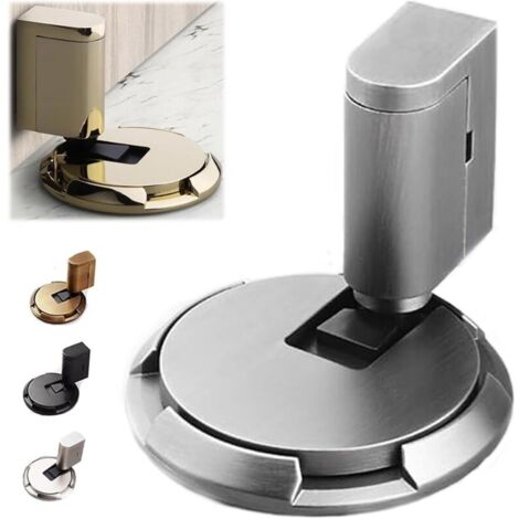 Fermaporta, fermaporta magnetico, fermaporta in metallo, fermaporta con paraurti in gomma, fermaporta adesivo per tutti i pavimenti duri (grigio)