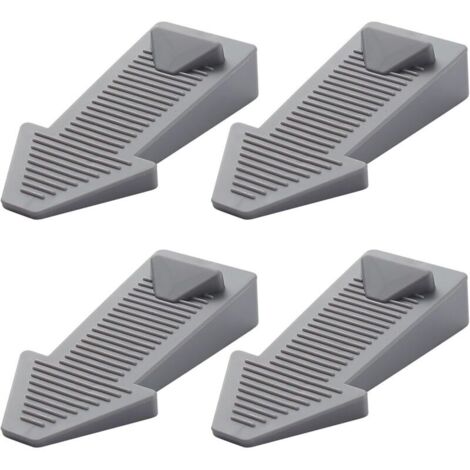 Fermaporta in gomma da pavimento, set da 4 pezzi, antiscivolo, regolabile in altezza, atossico, inodore, per piastrelle e pavimenti - Grigio