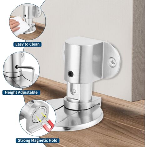 fermaporta magnetici, montaggio a pavimento con altezza regolabile, design di protezione da parete per interni, blocco porta con adesivo o viti, fermaporta silenzioso e stabile