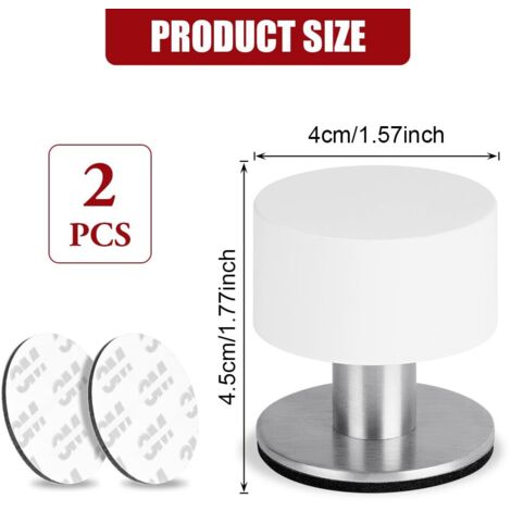 Fermaporta, set di 2 fermaporta adesivi Fermaporta in acciaio inox, fermaporta con gomma antiurto, per cucina, camera da letto, ufficio