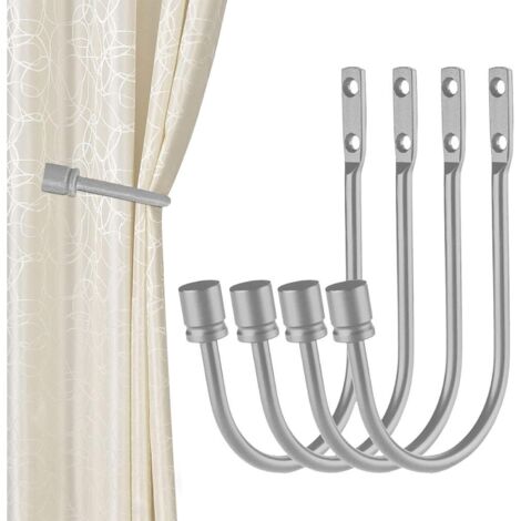 Fermatende, ganci per tende a forma di U da parete con nappe, neri
