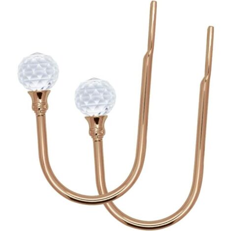 Fermatende in cristallo dorato, design a forma di U, ganci, fermatende in metallo, confezione da 2