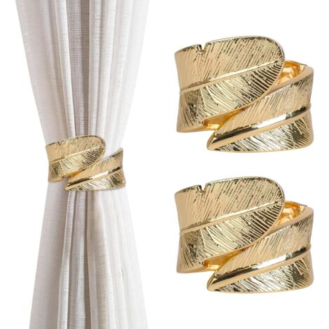fermatende in metallo con piume, fermatende per tende, per casa e ufficio, fermatende decorativi, oro classico