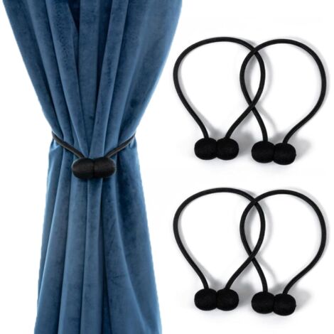 fermatende magnetici per tende, fermatende neri, fibbia magnetica intrecciata per tende, ganci per tende, fermatende per ufficio, soggiorno, camera da letto (nero)