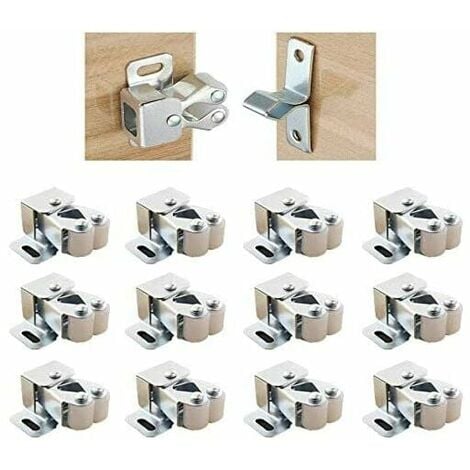 Ferme-porte à double boule en laiton avec vis à double rouleau pour serrure d'armoire pour armoire de cuisine et tiroir (10 pièces).