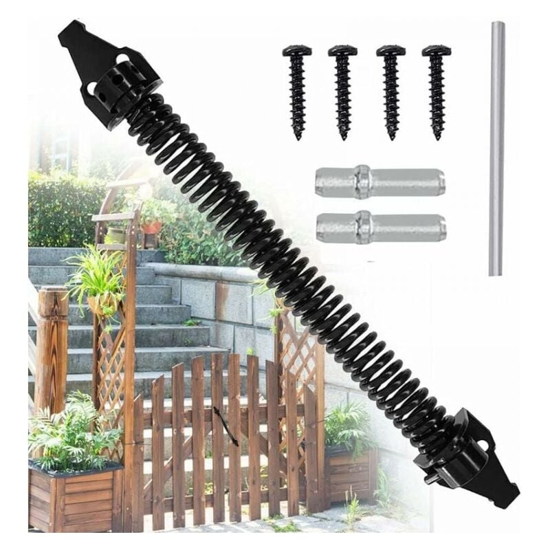 Ferme-porte à ressort de 14 pouces Ferme-porte réglable Ferme-porte à ressort en acier au carbone extérieur Vis Ferme-porte de jardin pour portes