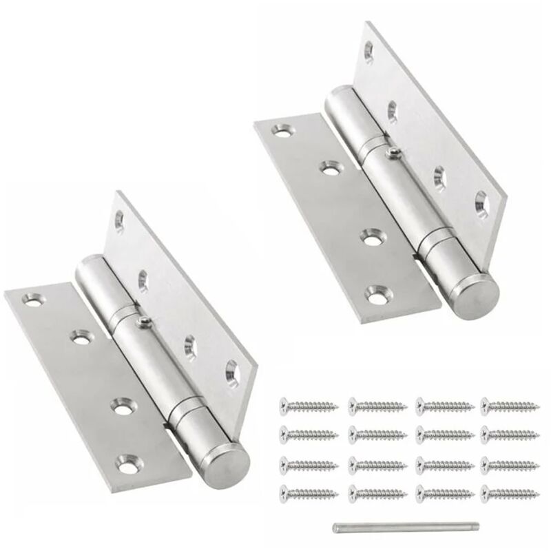 Ferme-porte automatique 2 pièces avec butée, ferme-porte argenté, charnière à ressort réglable, fermeture douce, usage commercial et résidentiel