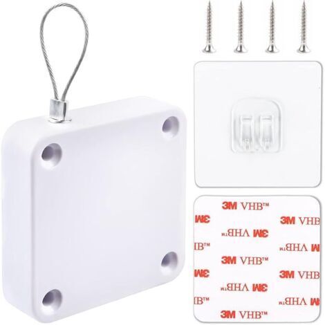 Ferme-porte automatique, capteur automatique sans trou, sans perçage, force de traction de 1 000 g, ferme-porte de voiture avec cordon en acier pour chambre à coucher, tempête/maison