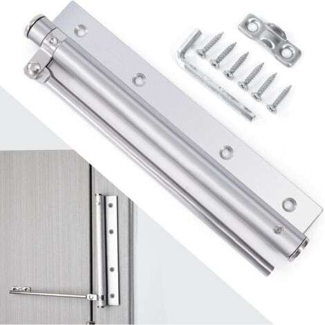 Ferme Porte Automatique Ferme Porte en Acier Inoxydable Ferme Porte à Ressort Réglable pour Porte Intérieure Bureaux Argent