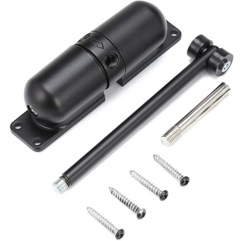 Ferme-porte automatique pour portail de jardin, porte d'entrée, extérieur, moustiquaire, ressort de traction, tampon automatique fermé (noir, 1 pièce)