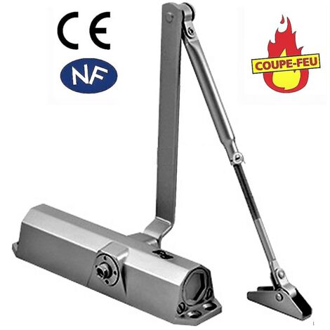Blindomax – Ferme-porte coupe-feu PMR – Force réglable 2-3-4 – Aluminium pour portes jusqu'à 60 kg – Installation simple avec vis fournies