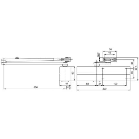 Ferme porte complet type DC 200 force variable 2 à 4, argent - VACHETTE