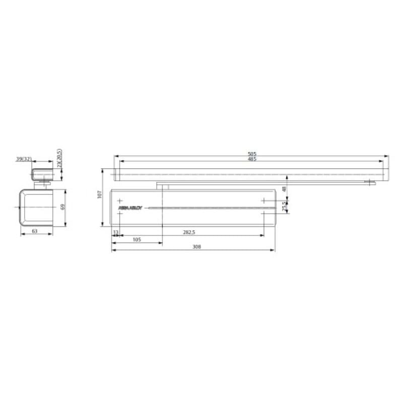Ferme-porte complet type dc 340 avec bras à glissière coloris argent Vachette