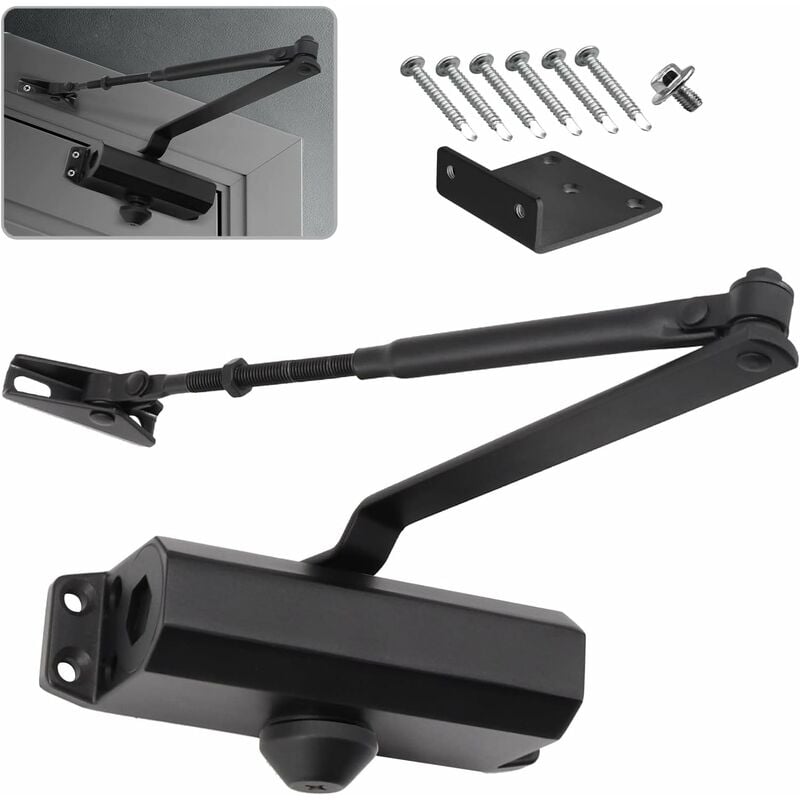 Ferme-porte Hydraulique Automatique avec Dispositif D'arrêt, Ferme Porte à Ressort Réglable, Tampon Fermé usage Commercial et Résidentiel Porte de