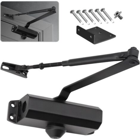 Ferme-porte Hydraulique Automatique avec Dispositif D'arrêt, Ferme Porte à Ressort Réglable, Tampon Fermé usage Commercial et Résidentiel Porte de 20-40 kg（Noir）