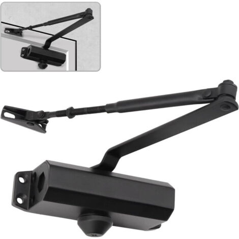 Ferme-porte Hydraulique Automatique, Ferme Porte à Ressort Réglable, Tampon Fermé usage Commercial et Résidentiel Porte de 25-45 kg Alliage d'aluminium Noir