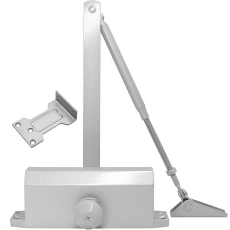 Ferme-porte Hydraulique avec Fonction Maintien Ouvert - Réglable Vitesse Fermeture et Raccrochage - Pour Portes Intérieures et Extérieures 60 à 85 kg - Argent