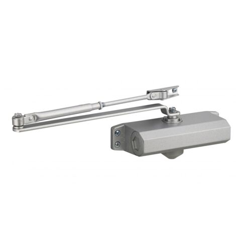 Thirard – Ferme-porte automatique hydraulique force 4 pour portes jusqu'à 80 kg – Réglage vitesse et à-coup – Finition argent – Montage réversible