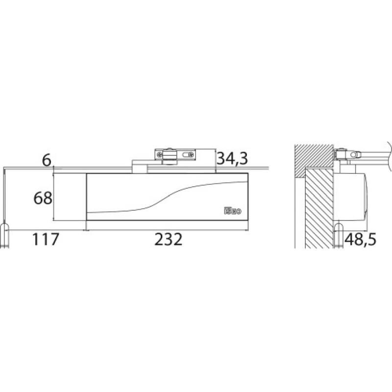 Iseo Cavers - Ferme porte complet bras compas type is 110 force 2 à 4 en continu argent satiné - iseo city