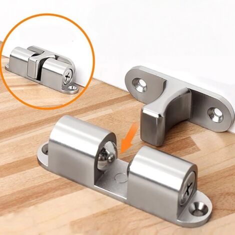 Ferme-porte magnétique en alliage de zinc, système de verrouillage magnétique pour meubles de chambre et dressing - grand modèle argenté - 60 mm