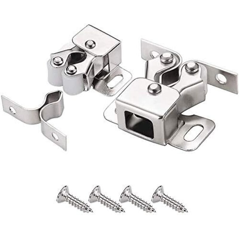 Ferme-portes 8 Pièces,Argent Poli Fermetures pour Portes, Placards et Tiroirs,Armoire Catches