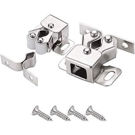 Ferme-portes 8 Pièces,Argent Poli Fermetures pour Portes, Placards et Tiroirs,Armoire Catches