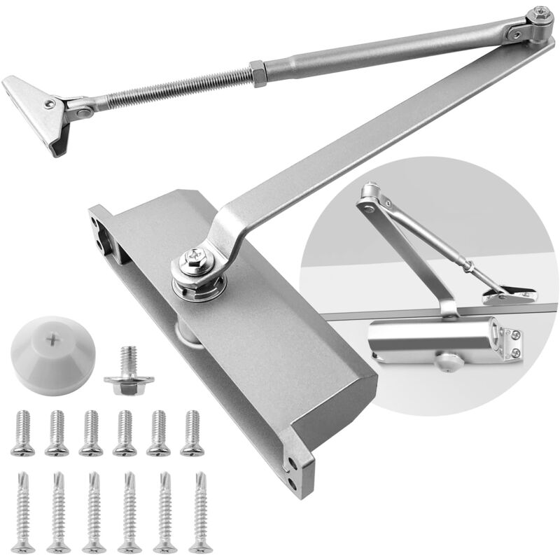 Dpzo - Ferme-portes Automatique Réglable Contrôle Jusqu'à 45 -65KG, Ferme-Porte Automatique Hydraulique avec a Bras Compas Rotatif Ideal pour Maison