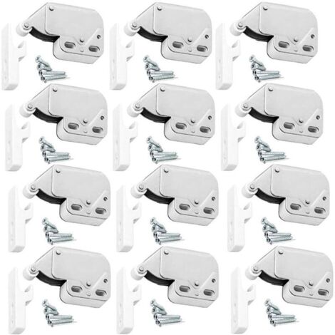 Fermeture à Ressort Porte d'Armoire,12PCS Loqueteaux à Ressort Mini Latch Serrure à Ressort Avec Des Vis pour Armoire Peut Etre Utilisé pour Les Placards Tiroirs Panneaux De Particules