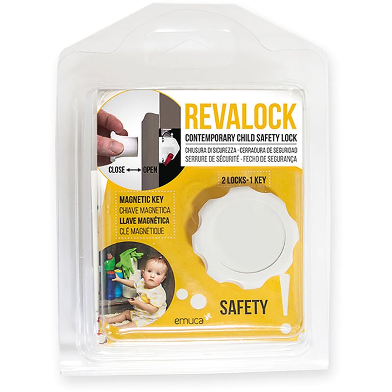 Kit de serrure de sécurité magnétique pour meubles Revalock avec clef magnétique, blister, plastique - Emuca