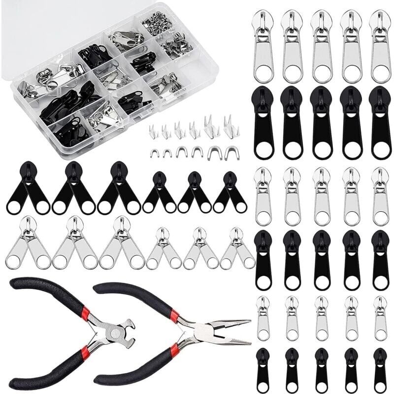 Fermeture éclair Zipper de remplacement, lot de 12 kits de réparation de fermeture éclair, fermetures éclair détachables pour vêtements, bagages,