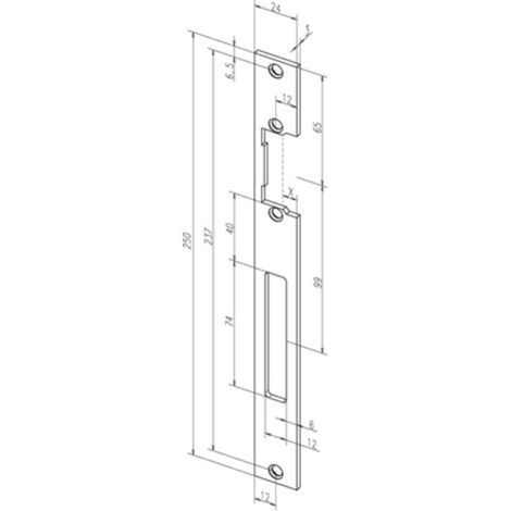 Fermeture plate 690 VA avec boîte de montage B.24xL.250mm DIN L/D