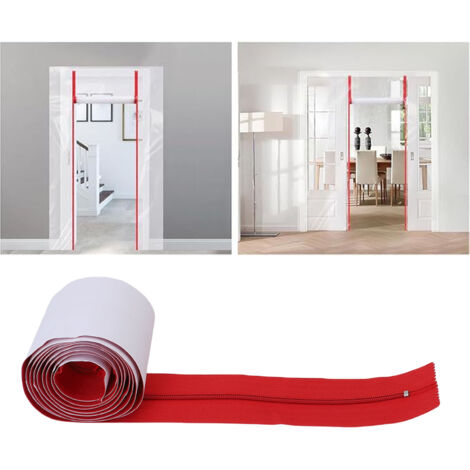 [Fermeture pour Zone de Travail] [2 Pièces] Fermeture Adhésive Double Face Résistante pour Bâche et Plastique de Serre (Nylon Réutilisable, 7.3cm x 2.13m, Rouge)