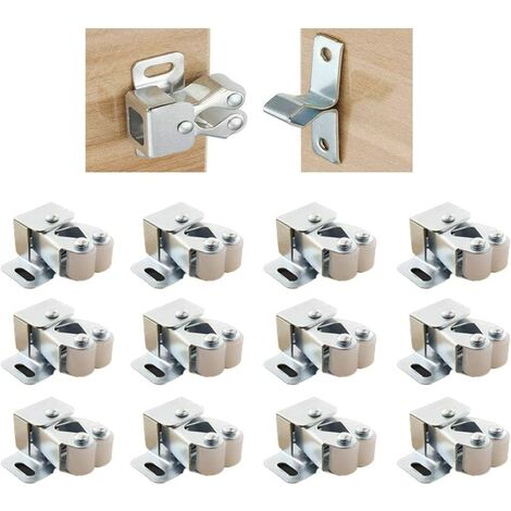 Fermetures de Porte avec Vis à Double Loquet à Double Rouleau pour placard Loquet de verrouillage en Acier Inoxydable pour Placard Pour Armoire de Cuisine Placard et Tiroir (12 pièces) Carivent