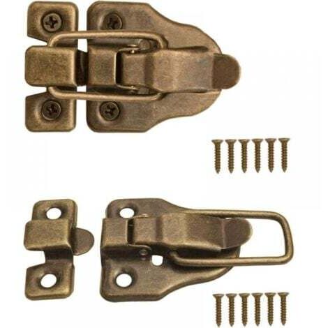 Fermetures pour coffres, boîtes, valises, ferrures en métal, design vintage en laiton, lot de 2 avec vis, 59 mm x 40 mm