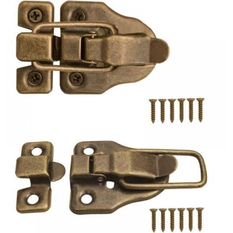 Fermetures pour coffres, boîtes, valises, ferrures en métal, design vintage en laiton, lot de 2 avec vis, 59 mm x 40 mm