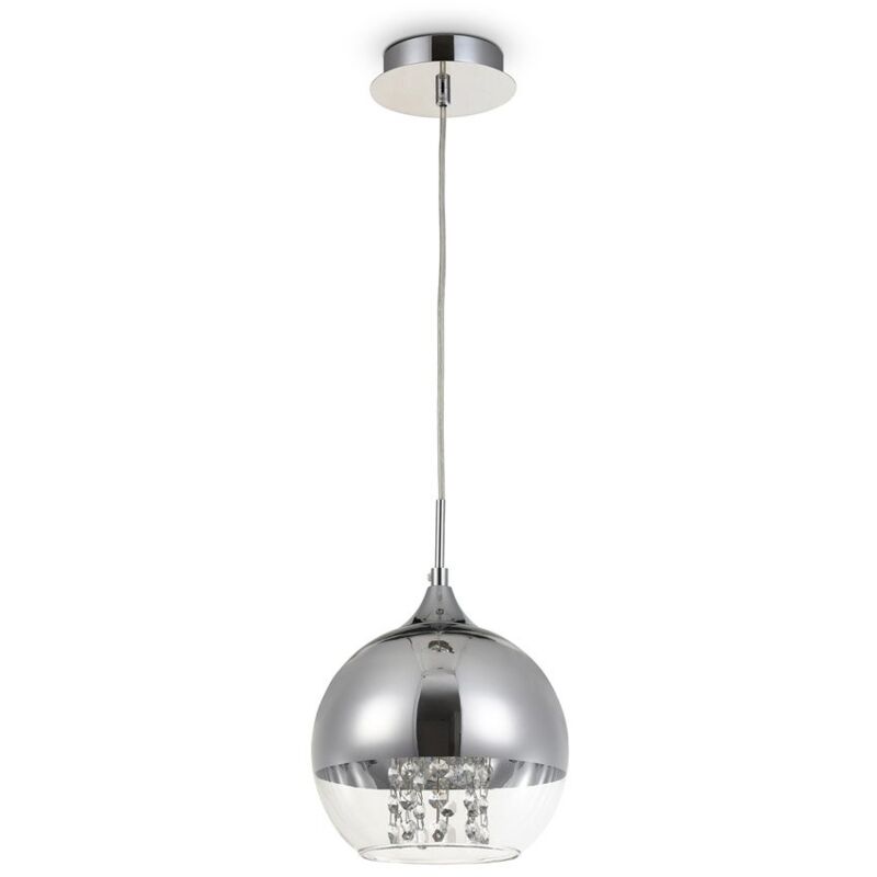 Maytoni - Lampadaro Contemporaneo Fermi Metallo Nichel 1 Luce Diffusore Vetro Trasparente