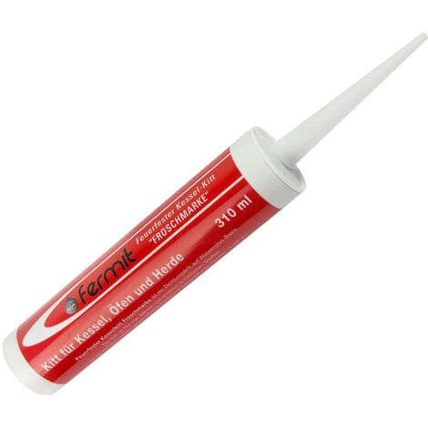 LE SANITAIRE Fermit Ofenkitt, feuerfester Kesselkitt bis 1000°C - FROSCHMARKE - 310 ml Kartusche