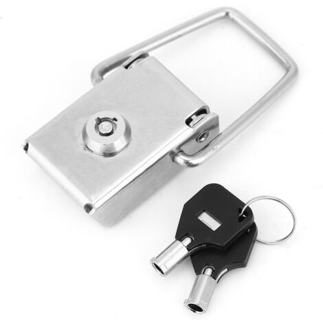 Fermoir de sécurité à bascule en acier inoxydable pour boîte ou étui, avec 2 clés, 70 mm